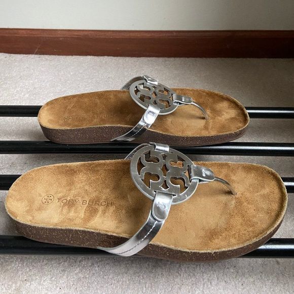 TORY BURCH Women Miller Cloud Goatskin Leather Logo Sandals - NEW NWOB - Picture 6 of 8